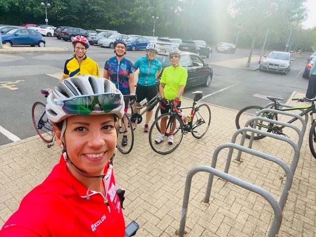 Heidi is with a group of lady riders