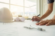 this architect is drawing a building plan with light coming in from the window