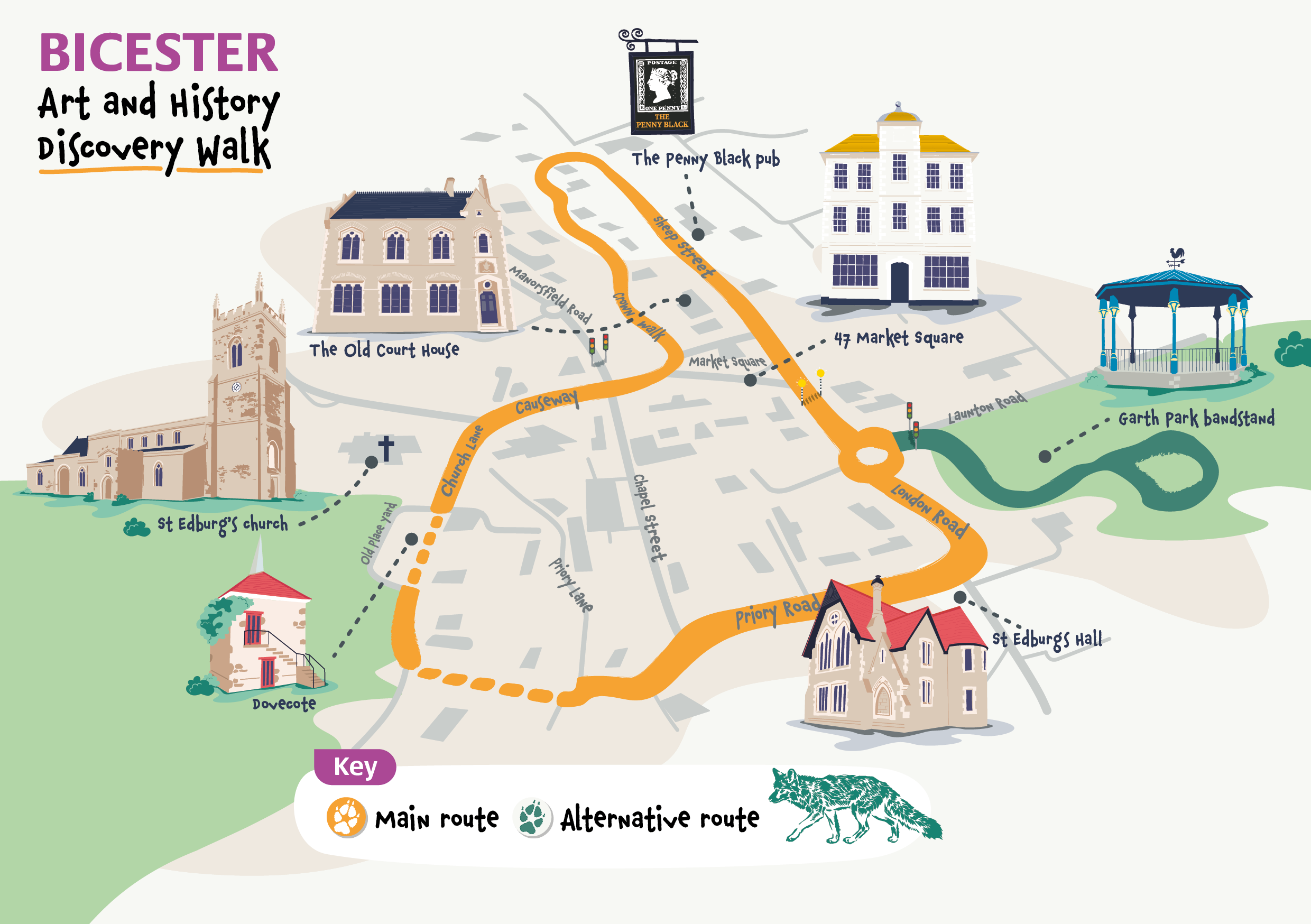 Bicester Art and History Discovery Walk map