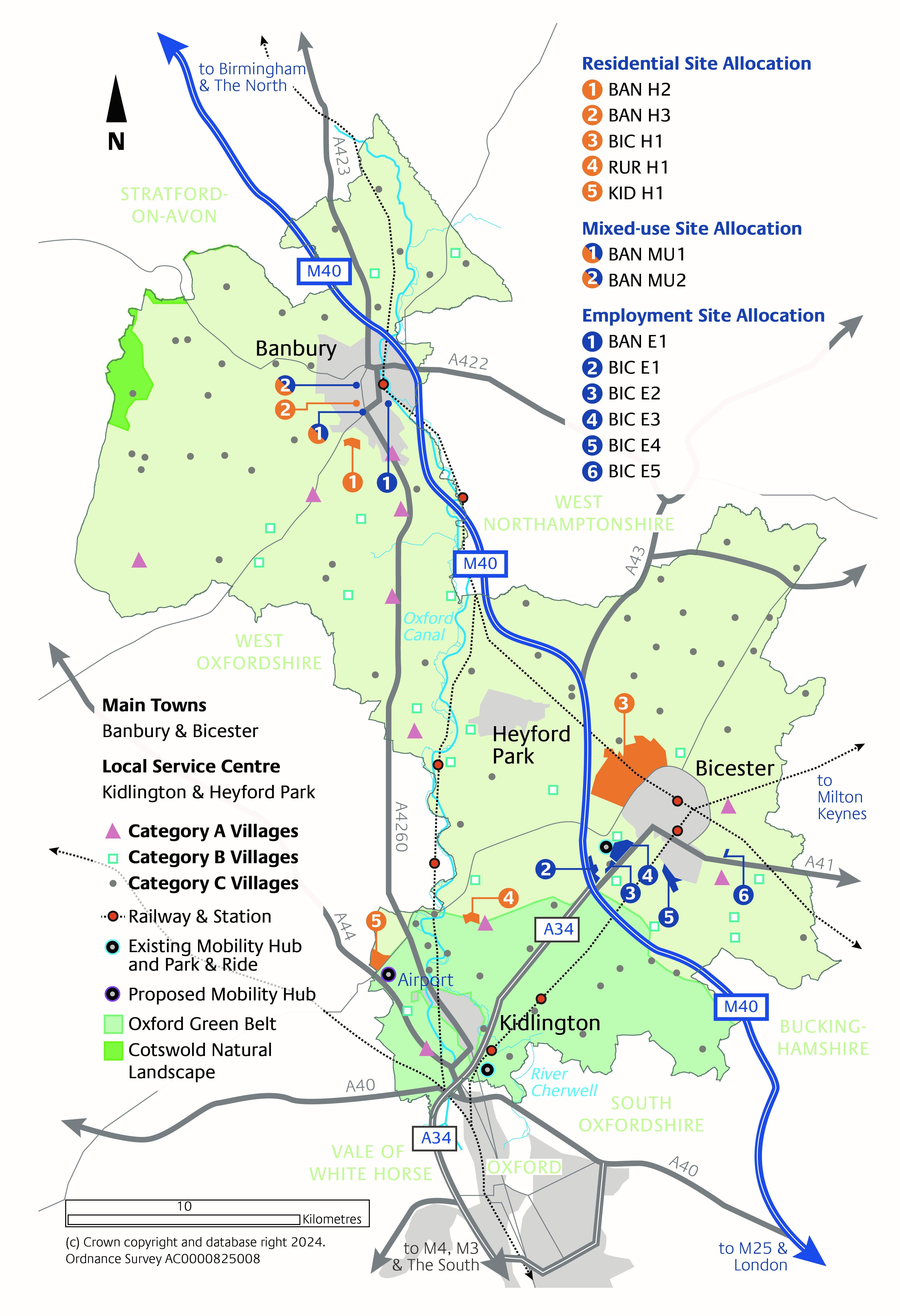 Key diagram - Cherwell's Spatial Strategy. For help with this map contact Planning Policy