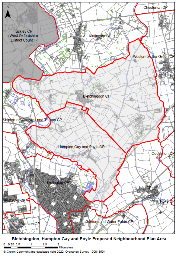 Map of proposed neighbourhood plan area blechingdon kampton poyle and gay