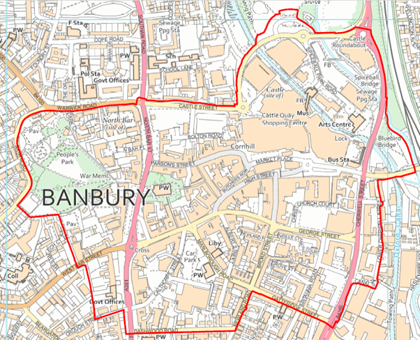 Map outlining the area covered by the Public Spaces Protection Order