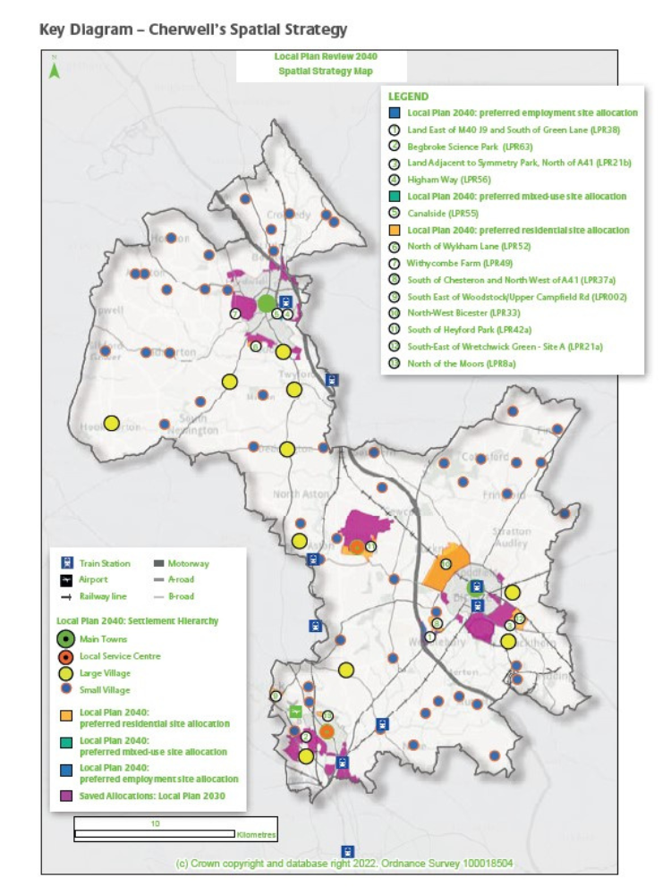 Map detailing areas, towns and villages in Cherwell.  Please contact Planning for details.