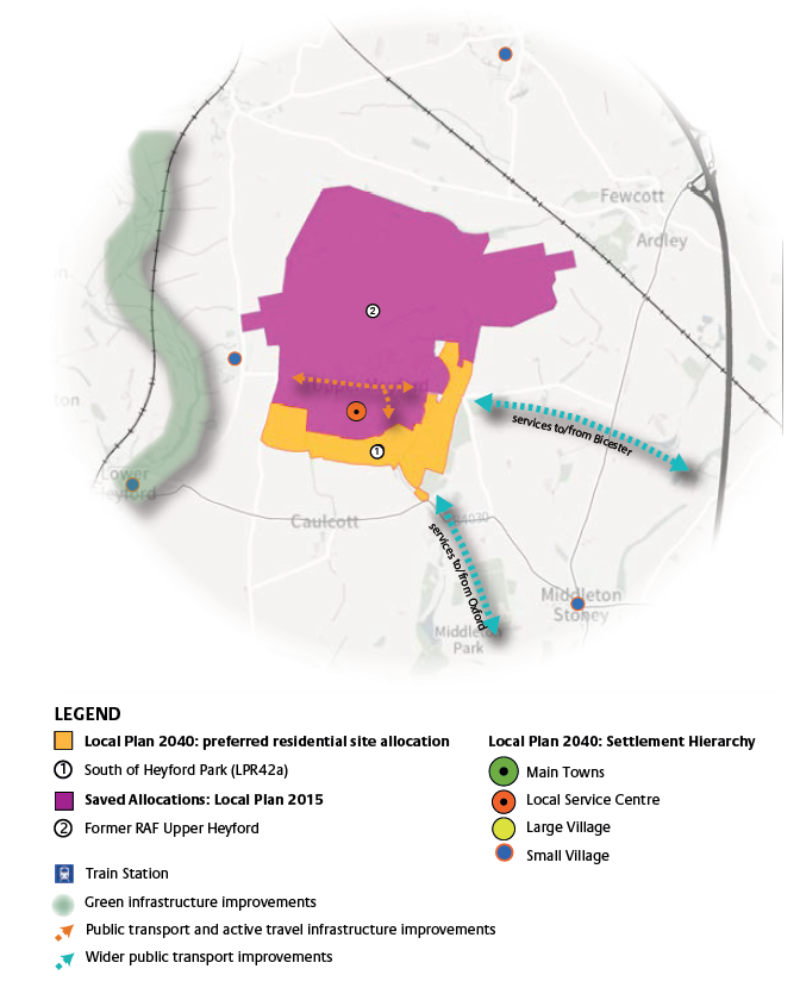 Heyford Area Strategy Map highlighting points of interest. If you need more detail please contact us