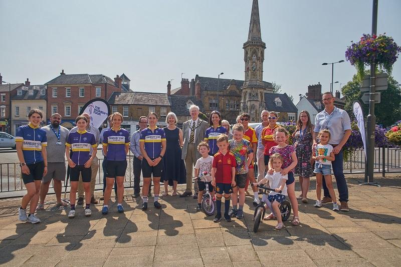 cyclists and dignitaries at the launch event