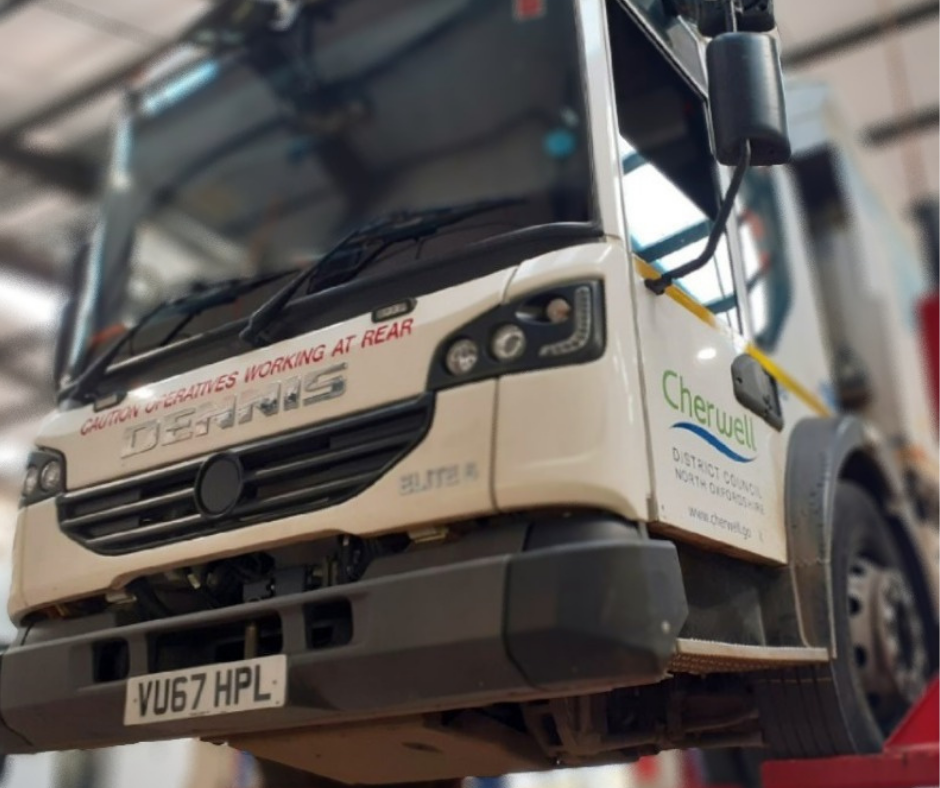 council bin lorry in service area