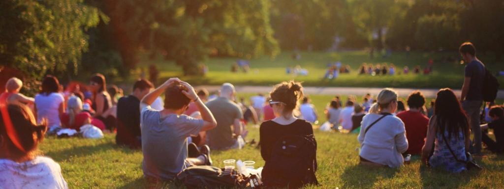 People sat in Bicester park