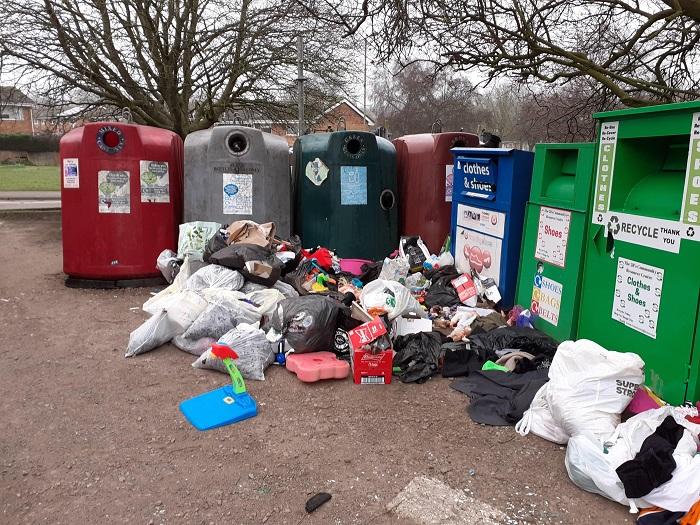 A large amount of waste has been left at the bottle banks. The council investigated and issued a fixed penality notice.