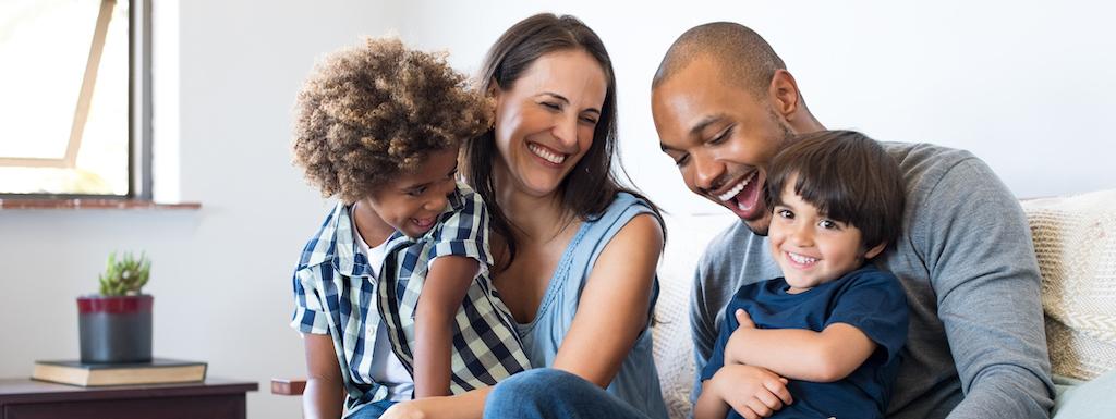 family on the sofa